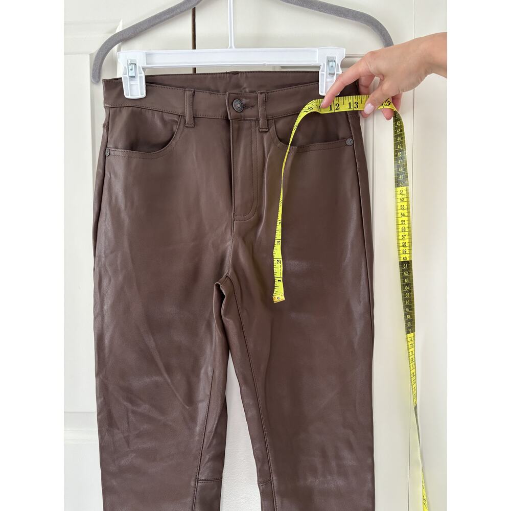 Free People Brown Faux Leather Skinny Pants 27 - Picture 4 of 9